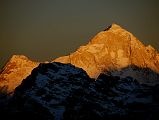 Gokyo Ri 07-2 Makalu From Gokyo Ri At Sunset The Makalu West Face changes from white to yellow to orange at sunset from Gokyo Ri.